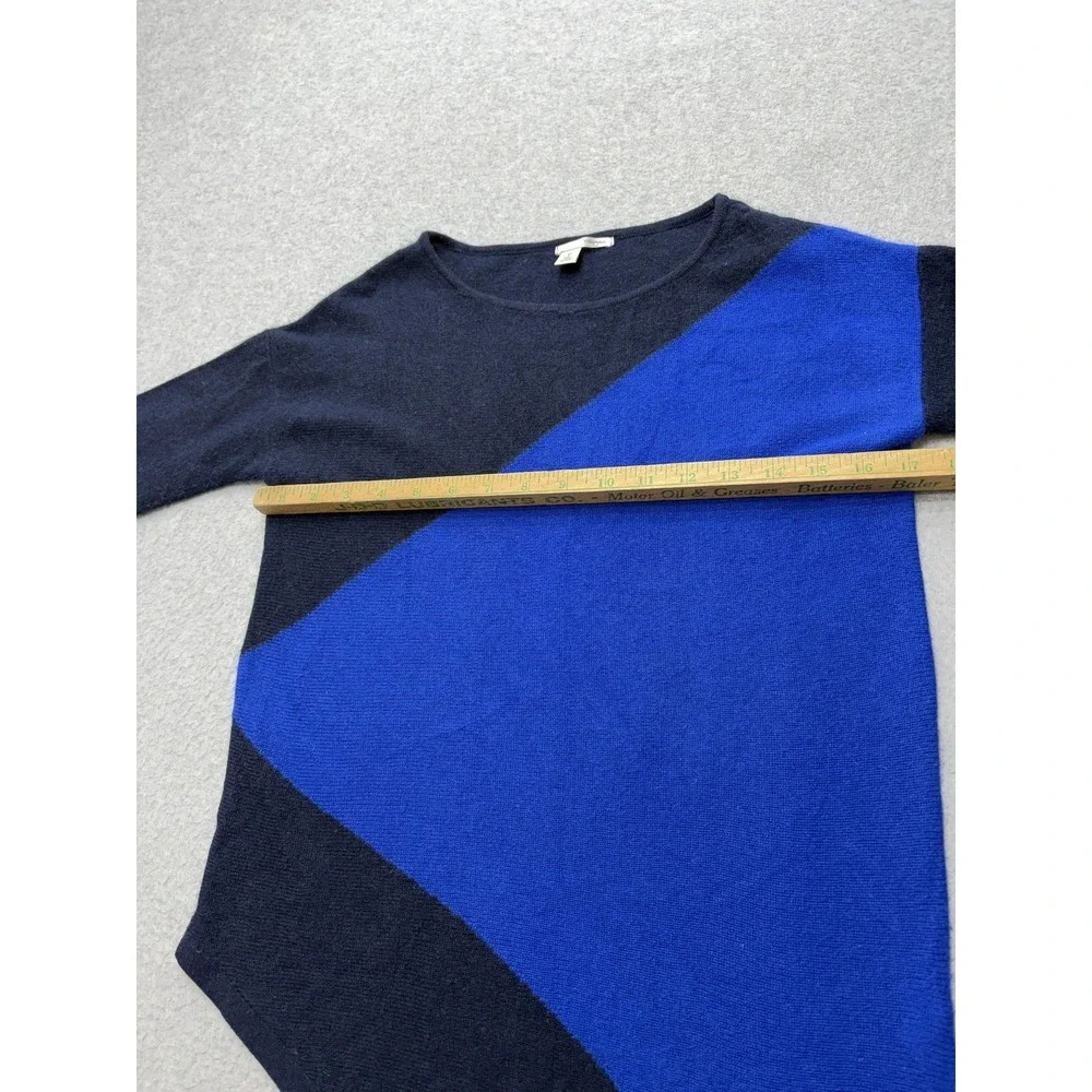 Sweater Tunic Petite Womens XS Blue Colorblock Cashmere Scoop Neck Asym Hem